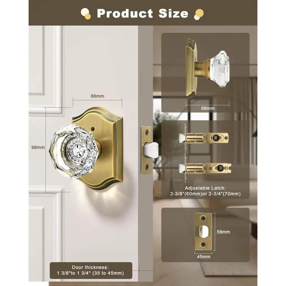 Brass Golden Tone Elegant Bathroom Door Nob New